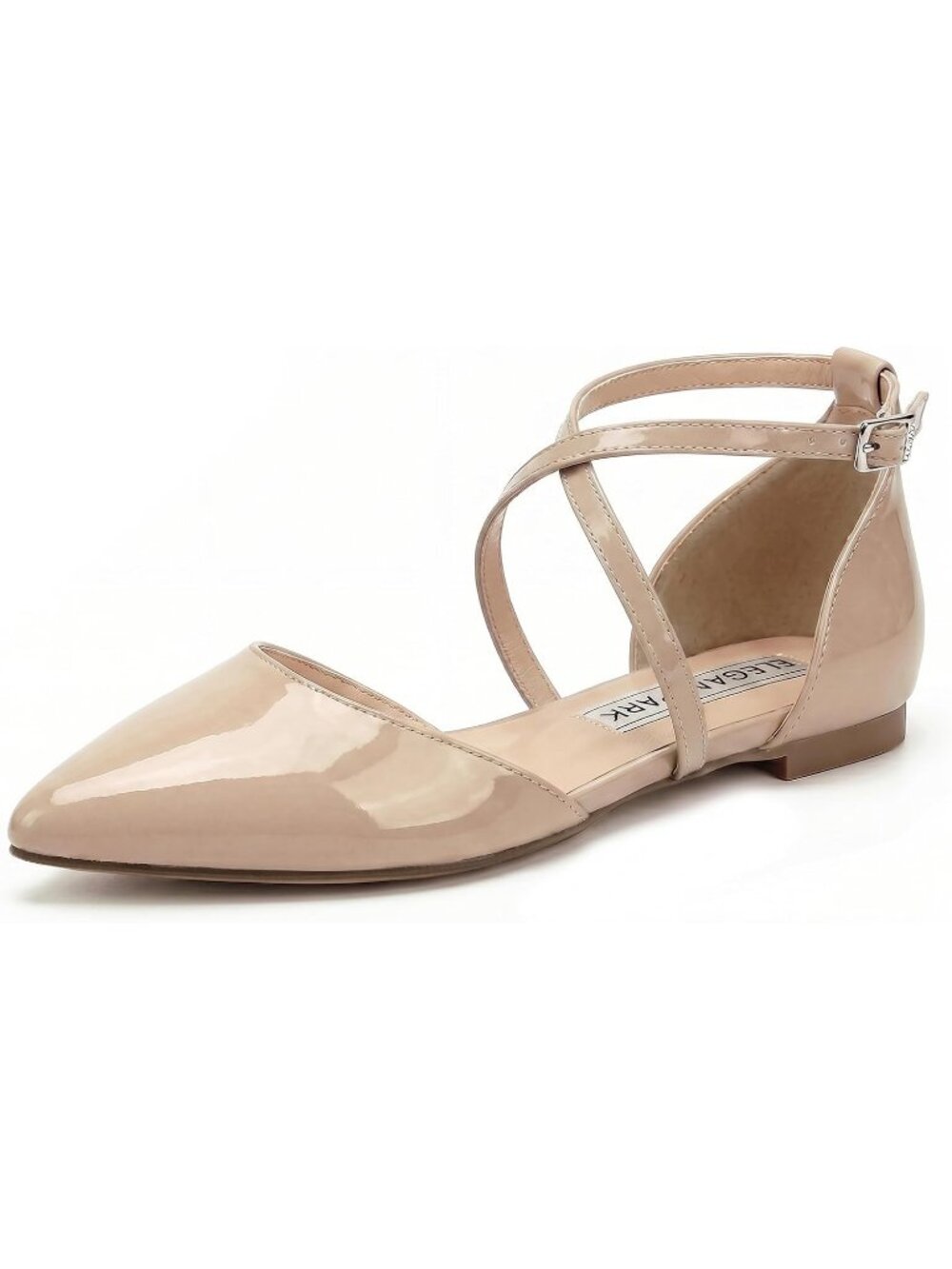 Women's Pu Nude Leather Comfortable Flats Closed Pointed Toe Wedding Dress Shoes